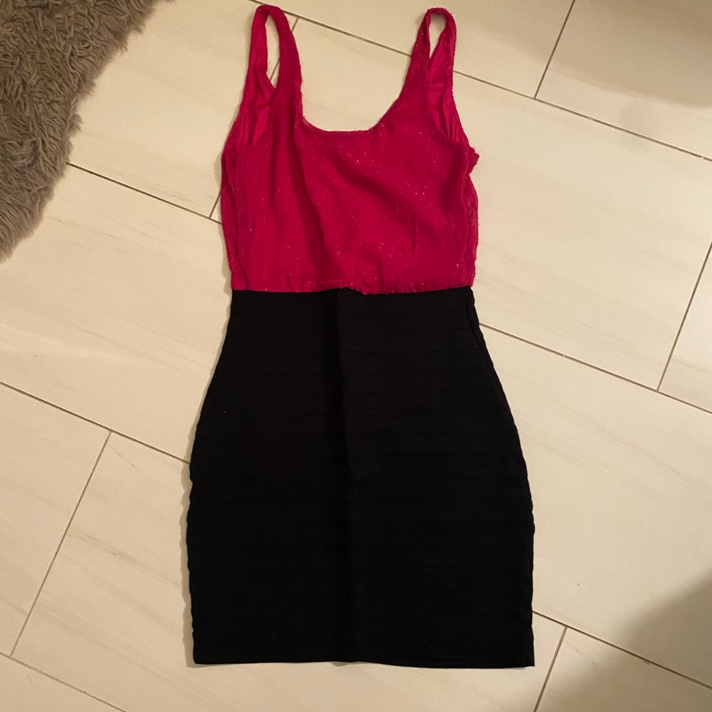 Bebe black and pink dress XS